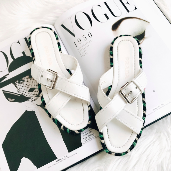 Prada Shoes - Prada Crisscross Espadrille Buckle Sandals